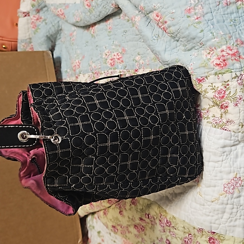 Kate Spade New York Black Fabric and Fuchia Suede Interior. - Picture 2 of 13